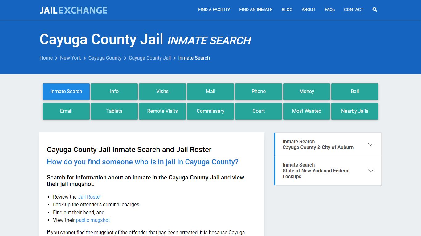 Inmate Search: Roster & Mugshots - Cayuga County Jail, NY