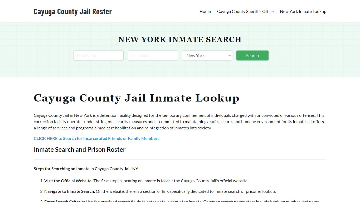 Cayuga County Jail Roster Lookup, NY, Inmate Search