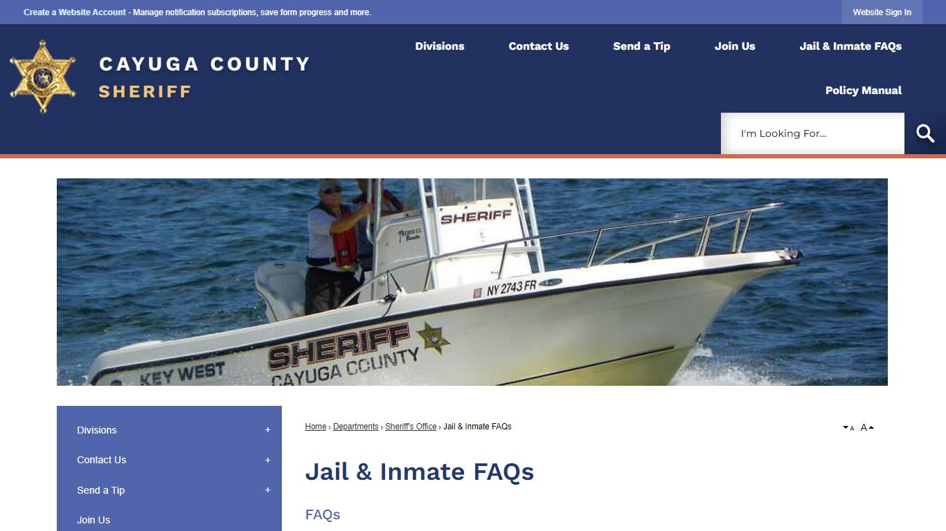 Jail & Inmate FAQs | Cayuga County, NY